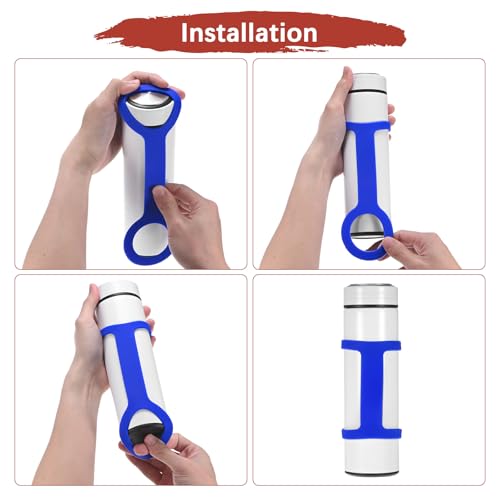 Water Bottle Handle Carrier Strap [2PCS] - Makes Any Cup Handheld Use for Running & Bike & Hiking & Gym - color: Blue