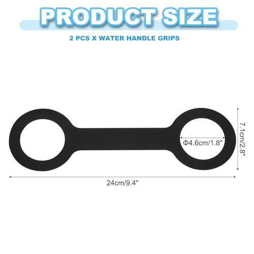 PATIKIL Water Bottle Carrier Grip, Portable Soft Silicone Non-Slip Water Handle Grip Water Bottle Holder Strap - color: Black