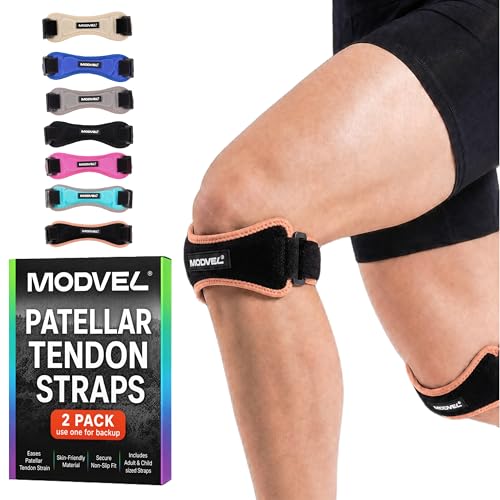 Modvel Patella Knee Brace Strap Adjustable Tendon Support Band, Adjustable Fit, 2-Pack - color: Copper