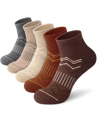 iCamter 5 Pairs Merino Wool Hiking Socks for Women Men - color: Grey Apricot Beige Caramel Brown, size: 10-13