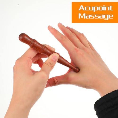 Sandalwood Acupoint Massage Pen Acupuncture Pen Traditional Wooden Acupressure Stick Reflexology Tool Gua Sha Scraping Board Trigger Point Massager for Wood Body Hand Foot Waist Calf Leg Relaxing