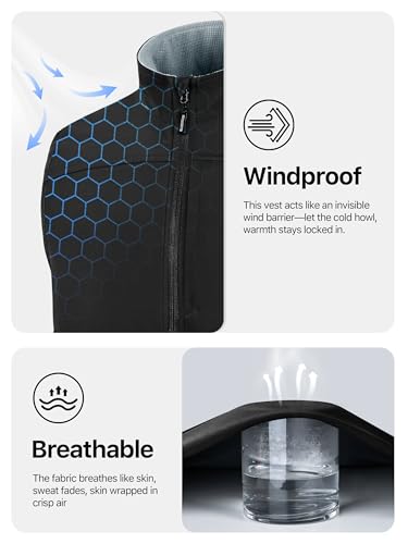 FREE SOLDIER Men's Lightweight Golf Vest Outerwear Windproof Sleeveless Softshell Jacket Running Vest - color: Black, size: Medium