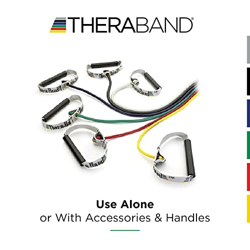 THERABAND Resistance Tubes, Professional Latex Elastic Tubing with Hard Handles, Exercise, Physical Therapy, Lower Pilates, At-Home Workouts, & Rehab, 48 Inch, Blue, Extra Heavy, Intermediate - color: Blue - Extra Heavy