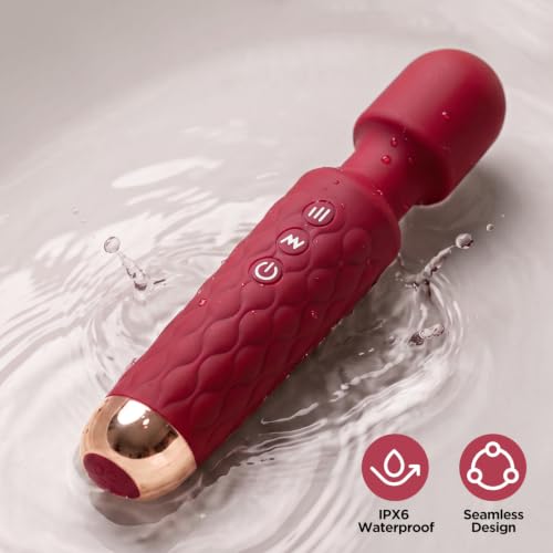 Personal Massager - 4H Max Runtime & Ultra-Quiet - Waterproof - 20 Modes 8 Speeds for Deep Tissue Back Massage, Post-Workout Recovery and Neck Muscle Relaxation(Red) - color: Red