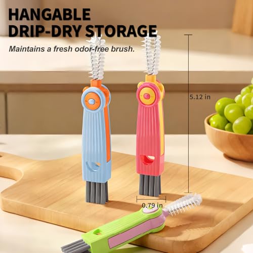 3 in 1 Cup Lid Gap Cleaning Brush Set, 3PCS Multifunctional Bottle Cleaner Bottle Cleaning Brush for Bottle Gaps Home Kitchen Cleaning Tools Mixed Colors - color: Red,green,blue