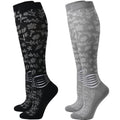 IRAMY Compression Socks Women Ankle Support Gradient Compression Wicking Moisture Knee High Socks 3 Packs - color: Black+grey-2 Packs, size: Large