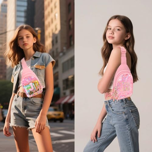 Birthday Gifts for for Girls Women- Small Initial Sling Bag Cross Body Bag Fanny Pack for Girls Pink Clear S - color: Pink Clear