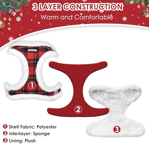AIITLE Christmas Warm Small Dog Harness and Leash Set, Puppy Vest, Red XS - color: Red, size: XS