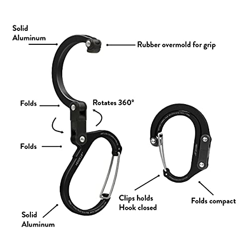 GEAR AID HEROCLIP Small Carabiner Gear Clip with 360° Swivel Hook - color: Black & Red, size: 1 Carabiner