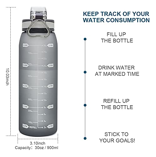 30oz Tritan Water Bottle with Time Marker, 1-Pack, Silver Gray - color: Silver Gray