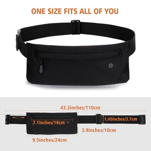 WHIPPY Slim Running Belt Fanny Pack for Women Men Elastic Runners Belt Waist Pouch Chest Bag Phone Holder Waist Pack for Running Hiking - color: 1-Black