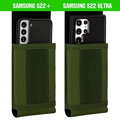 Tactical Molle Phone Holster Pouch, Universal Belt Waist Bag for iPhone 18 Pro Max/17 Pro/17/16 Pro Max/15 Pro Max/14 Pro Max/13, Samsung S26 Ultra/S25/S24, Size L - color: Green(2 Pack)
