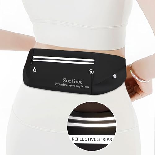 Men Women Slim Running Belt Fanny Pack,Zipper Waterproof Running Waist Pack,Ultra Light Reflective Phone Holder,Sport Workout Exercise Belt Bag for Running Walking Cycling Camping Gym (GSP1198-Gray) - color: GSP1198-Gray