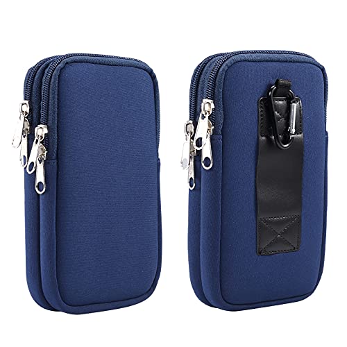 Dual Layer Universal Neoprene Cell Phone Sleeve, Zip Wallet Belt Loop Holster for iPhone 17 16 15 14 13 12 11 Pro Max Samsung Galaxy A17 16 S26 Ultra Google Pixel 10 Pro XL OnePlus 15 (Blue) - color: Blue