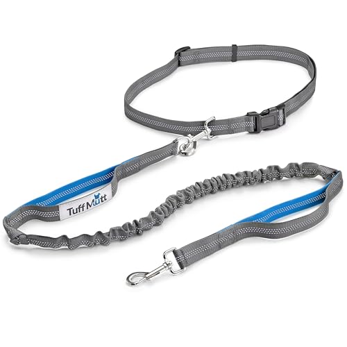 Tuff Mutt Waist Hands Free Dog Leash for Walking Running Hiking - color: gray/blue