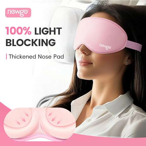 NEWGO 3D Cooling Eye Mask, Weighted Eye Mask for Sleeping, Pink - color: Pink, size: 1 Count (Pack of 1)