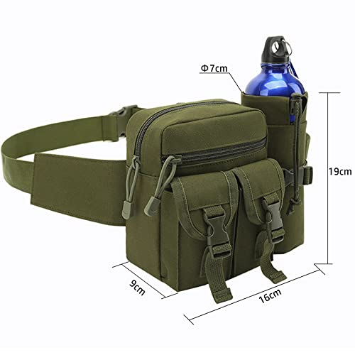 Outdoor Sports Waist Bag Cycling Waist Bag with Bottle Holder Tactic Waist Bag Tactical Fanny Pack for Cycling Running Hiking Fishing Climbing - color: Green