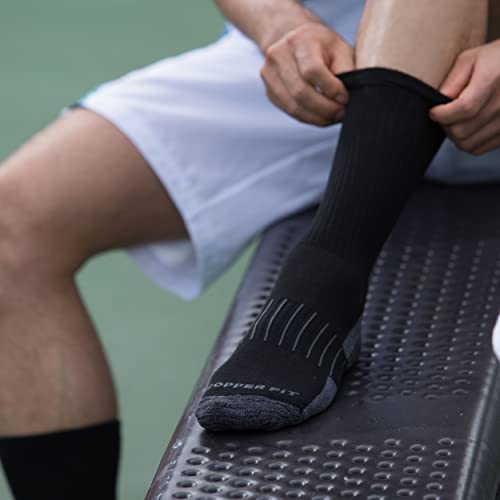 Copper Fit Unisex Crew Length Sport Socks, 2 Pair - color: Black, size: Large-X-Large