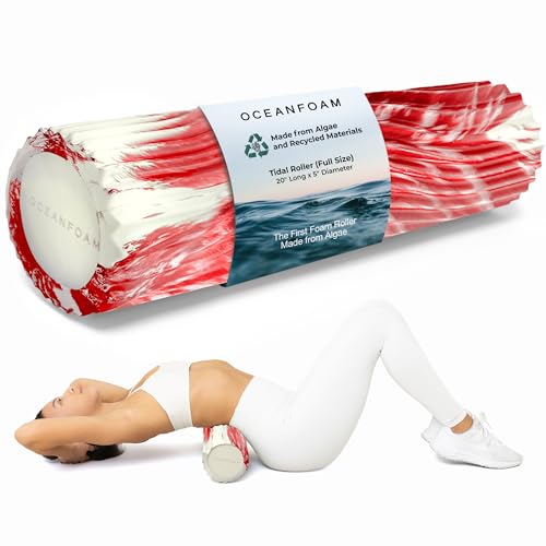 Oceanfoam Tidal Roller - Massage Foam Roller for Exercise (Red Marbled) - color: Red Marbled