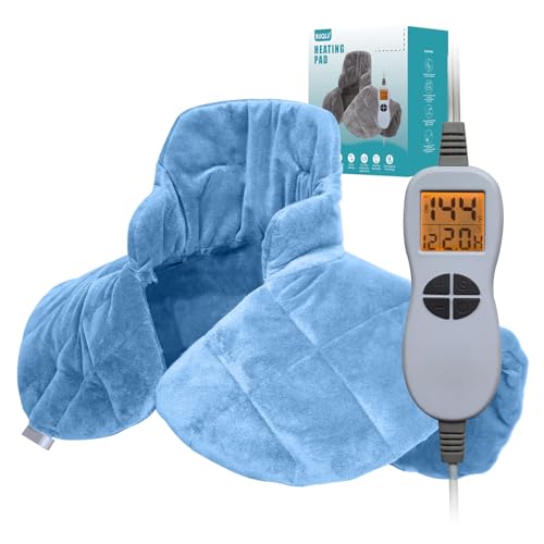 Ruqiji 19" x 24" Weighted Neck&Shoulder Heating Pad, 2.5lbs with 12 Temperature Settings&Countdown Timer,Pain Relief for Neck/Shoulders/Menstrual Pain(Light Blue) - color: 02-light Blue