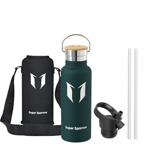 Super Sparrow Stainless Steel 500ml Vacuum Insulated Water Bottle - BPA Free - Gym, Travel, Sports - color: Jade, size: 16.9 Ounces