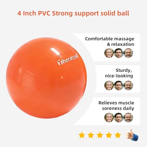 4 Inch Pilates Ball, Small Exercise Therapy Ball for Pelvic Floor Training, Myofascial Release & Core Strength, Premium PVC Massage Ball for Yoga, Stretch, Posture Correction, Fascia