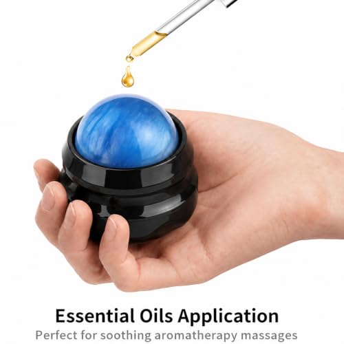 Manual Massage Roller Ball - Massager and Therapy Tool for Sore Muscles, Shoulders, Arms, Neck, Back, Feet, Body, Deep Tissue, Stiffness, Joint Pain, Stress Relief - color: Blue