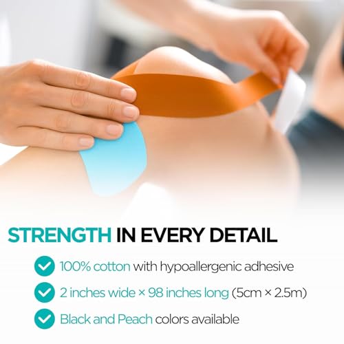 Athletic Kinesiology Tape Roll for Nikken KenkoTherm DUK 19126, Black