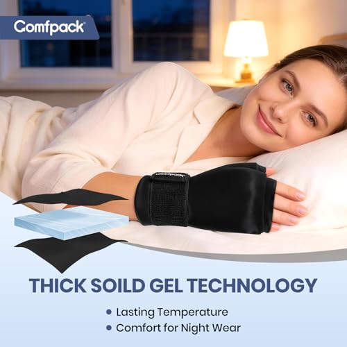 Comfpack Hand Ice Pack Glove, Soft Gel Thumb Wrist Ice Pack for Arthritis - style: Black