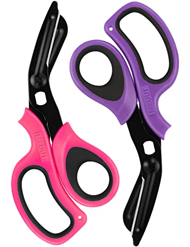 MEUUT Medical Scissors 2-Pack Trauma Shears for Nurses All Purpose Scissors - color: Pink/Black+purple/Black