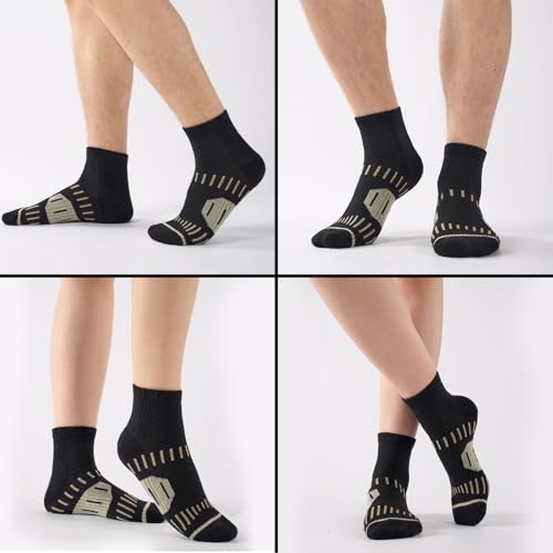 6 Pairs Copper Ankle Compression Socks for Men and Women - color: Black*6, size: Large-X-Large