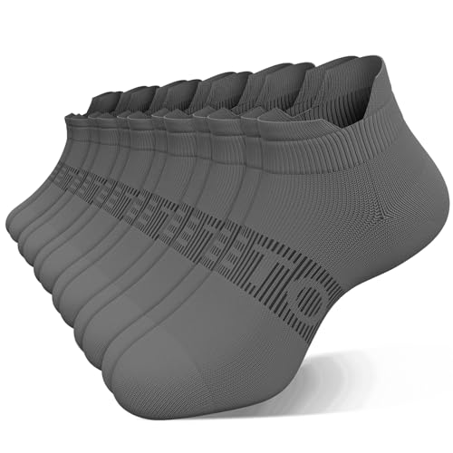 6 Pairs Ankle Compression Socks Women Men 15-20 mmHg Low Cut Athletic Running Arch Support for Travel Nurses Flight - color: Grey