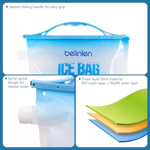 6 Pack Reusable Ice Bags for Cooler 5lb / 10lb Cooler Ice Cube Bag - size: 5lb/6Pack