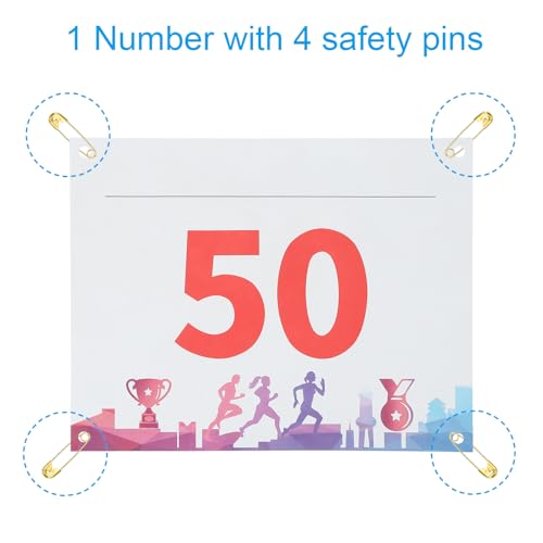 PATIKIL Tearproof Running Bib Numbers, Medals Waterproof Race Competitor Numbers with Safety Pin for Marathon Sports Game Competition Runner - style: 1-50