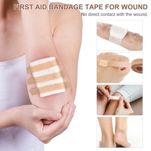 Medical Tape with Dispenser Paper Tape Medical 0.5 inch x 10yd Sensitive Skin Micropore Tape Breathable for Wound Care Nose Tape for Rhinoplasty Shaping(2 Rolls Nose Tape + 2 Dispensers Included) - color: Beige:0.5 Inch X 9.14m