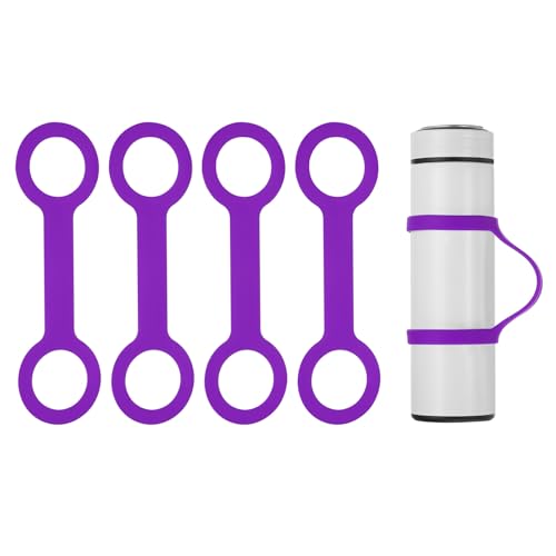 PATIKIL Water Bottle Carrier Grip, Portable Soft Silicone Non-Slip Water Handle Grip Water Bottle Holder Strap for Outdoor - color: Purple