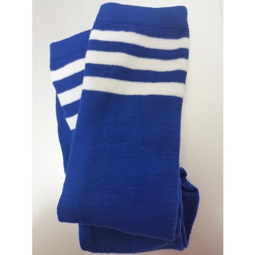 Women's Knee High Athletic Socks Casual Stripes Tube Socks Outdoor Sport Socks - color: Triple Blue White Stripeue- 1 Pack