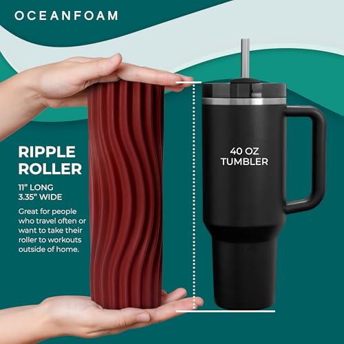 Oceanfoam Ripple Roller - Small Foam Roller for Physical Therapy (Maroon) - color: Maroon