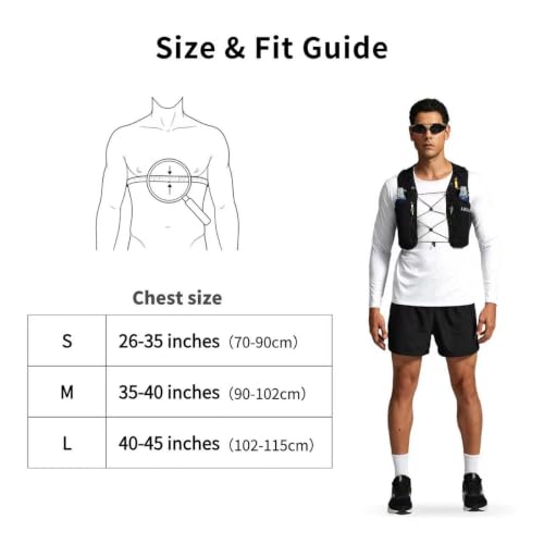 ROOT5 Running Hydration Vest 5L with 2 x 500ml Soft Flasks, Lightweight Running Vest with Water Bottles for Men and Women, Trail Running Pack - color: Black, size: S（2 Soft Flask）