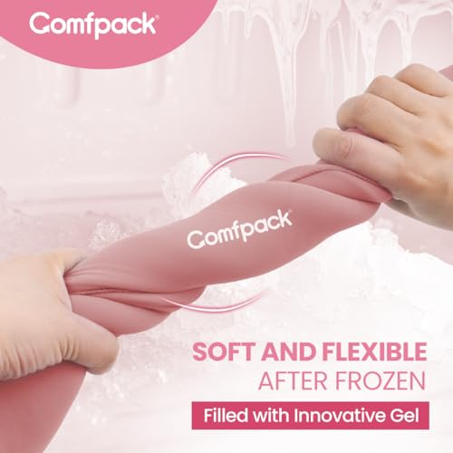 Comfpack Neck Ice Pack Wrap, Flexible Gel Neck Cooling Pack for Pain Relief, Cervical Injury Hot Cold Compression Therapy for Sport Injury, Swelling, Inflammation - color: Pink