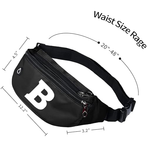 Fanny Packs for Men and Women Water-Repellent Sports Waist Pack Bag - color: 1pack-Black Letter B