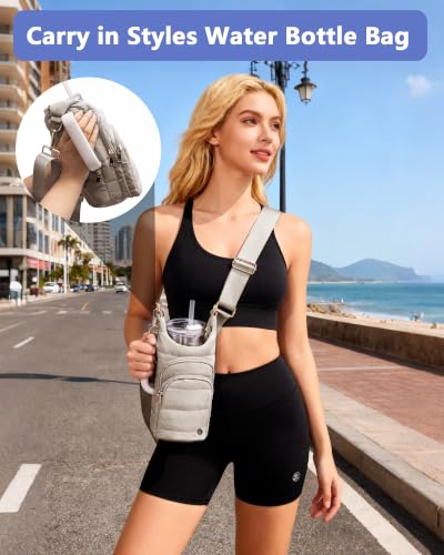 Water Bottle Holder with Strap 30/32 oz, Crossbody Water Bottle Carrier Bag - color: Black