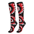 Compression Socks Knee High Circulation Support Socks For Women Men Athletic Running Hiking Travel - color: Red Black Tie Dye