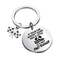 FUSTMW Race Car Gifts for Racers Checkered Flag Keychain Black and White Racing Flag Keyring Racing Fans Gifts Race Day Gift