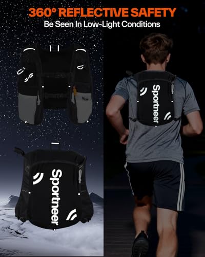 Sportneer Hydration Backpack: Running Vest with 1.5L Water Bladder & Reflective Strips - Lightweight Hydration Vest Backpack for Running Hiking Biking Cycling for Women Men