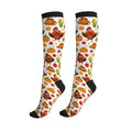Tie Dye Compression Socks Knee High Support Socks For Women Men Running Athletic Hiking - color: Pumpkin Turkey