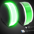 2 Pack USB-C Rechargeable Safety Lights for Runners, 360° Reflective LED Bracelets Armbands Reflectors for Walking at Night - color: Black