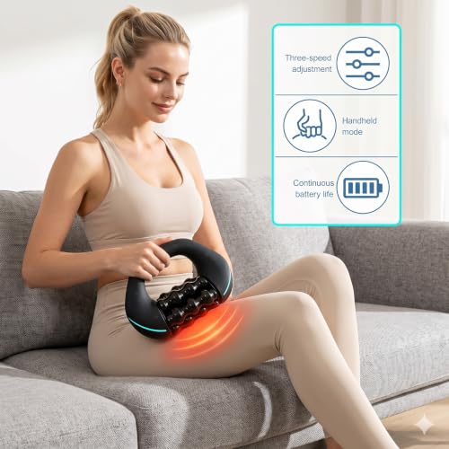 Electric Handheld Rolling Massager, Percussive Massager Targeting Knots with Pain Relieve Deep Tissue, 3-Speed Spin Vibrating Roller Massage for Back, Shoulders, Legs, Neck,Arms