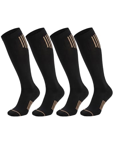 4-Pack 15-20 mmHg Athletic Compression Socks - color: Black, size: Small-Medium