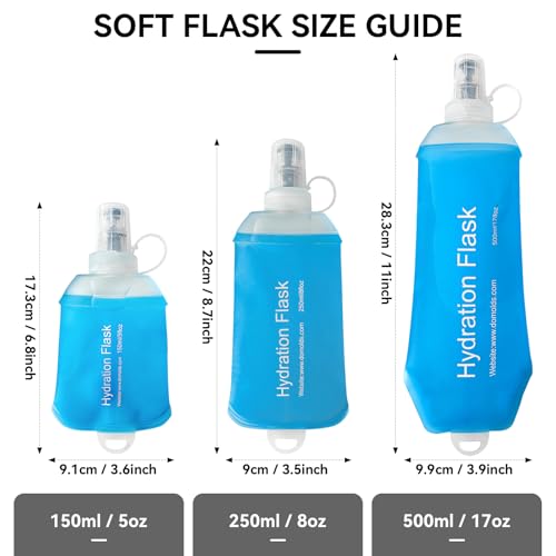 250ml Soft Flask Soft Water Bottle for Running, Hiking, Cycling and Climbing - Blue - color: 250ml, blue